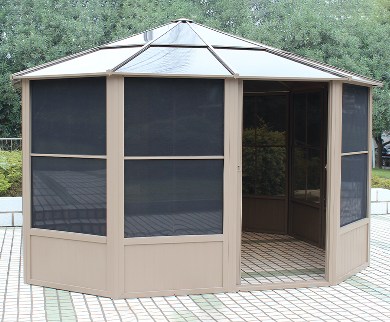 12x12ft solarium metallikatolla ja liukuovilla
